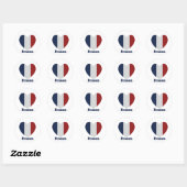 Frankreich Herzenflagge Runder Aufkleber (Blatt)