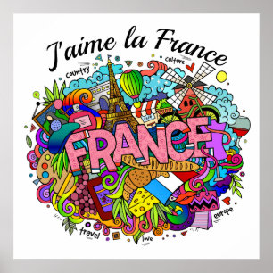Frankreich Illustration Art Poster