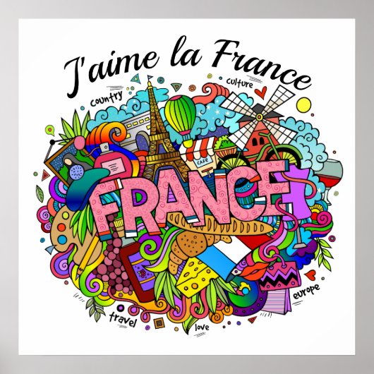Frankreich Illustration Art Poster (Vorne)