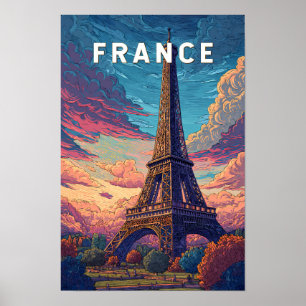 Frankreich Illustration Reise Kunst Vintage Poster