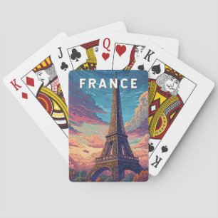 Frankreich Illustration Reise Kunst Vintage Spielkarten