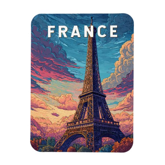 Frankreich Illustration Travel Art Vintag Magnet (Vertikal)