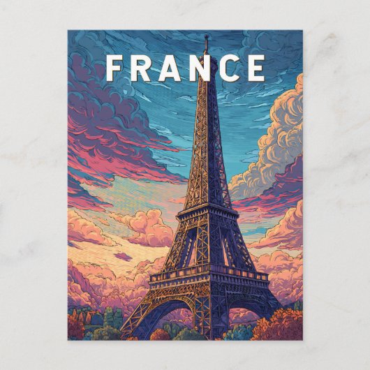 Frankreich Illustration Travel Art Vintag Postkarte (Vorderseite)