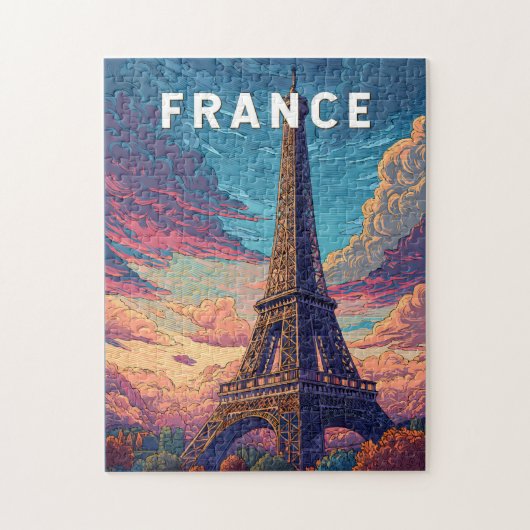 Frankreich Illustration Travel Art Vintag Puzzle (Vertikal)