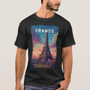 Frankreich Illustration Travel Art Vintag T-Shirt