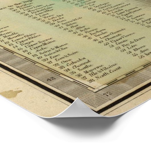 Frankreich in den Departements Poster (Ecke)