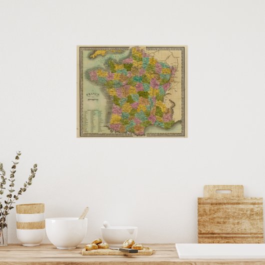 Frankreich in den Departements Poster (Küche)