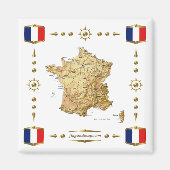Frankreich Karte + Flaggen Magnet (Vorne)
