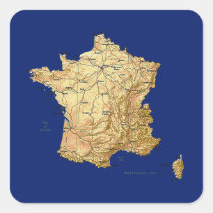 Frankreich Kartenaufkleber Quadratischer Aufkleber