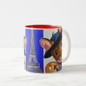 Frankreich Künstler Mouse Eiffel Tower Wasserfarbe Zweifarbige Tasse (VorderseiteRechts)