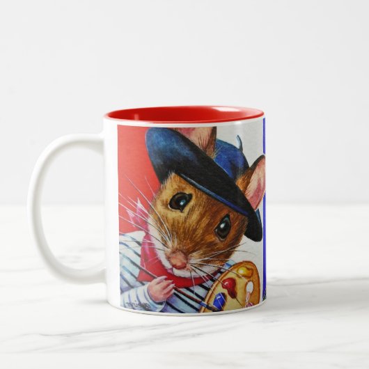 Frankreich Künstler Mouse Eiffel Tower Wasserfarbe Zweifarbige Tasse (Links)