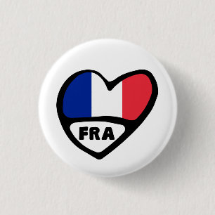 Frankreich Ländercode Flagge Herz Pin Abzeichen, F Button