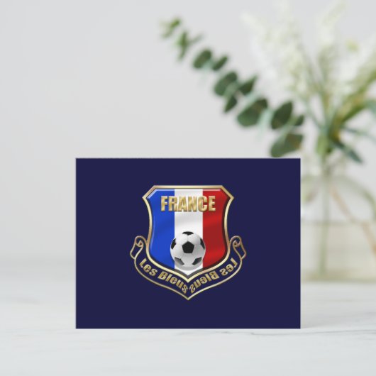 Frankreich les Bleus Logo Shield Emblem Postkarte (Stehend Vorderseite)