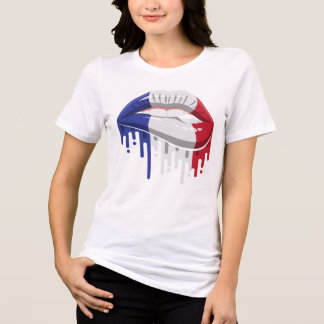 Frankreich Lippen Stolz Wurzel Flagge Tri-Blend Shirt