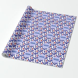 Frankreich LOVE Herz Flagge gekachelt Personalisie Geschenkpapier