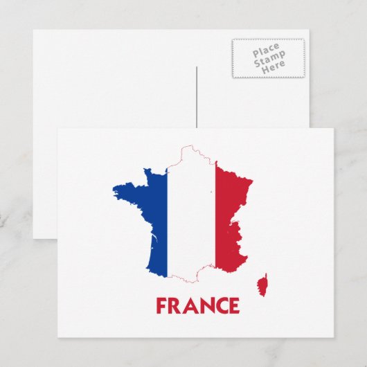 FRANKREICH MAP POSTKARTE (Vorne/Hinten)