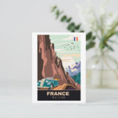 Frankreich mit Auto Postkarte (Stehend Vorderseite)