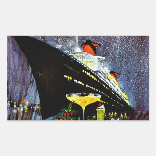 Frankreich mit Champagner Rechteckiger Aufkleber (Vorderseite)