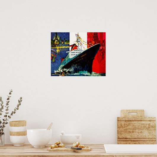 Frankreich mit Eiffelturm und Freiheitsstatue Poster (Küche)