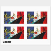 Frankreich mit Eiffelturm und Freiheitsstatue Rechteckiger Aufkleber (Blatt)