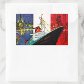 Frankreich mit Eiffelturm und Freiheitsstatue Rechteckiger Aufkleber (Tasche)