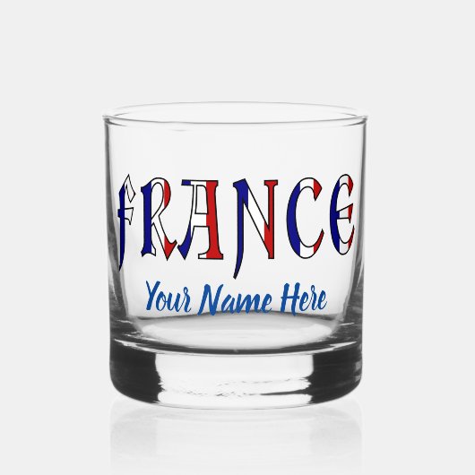 Frankreich mit französischen Flaggenfarben Persona Whiskyglas (Vorderseite)