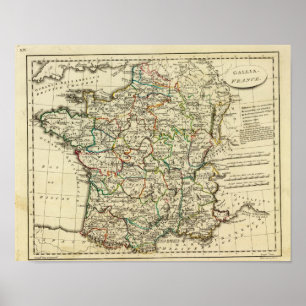 Frankreich mit umrissenen Grenzen Poster