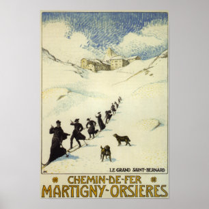 Frankreich - Mönch-Ski fahren Poster