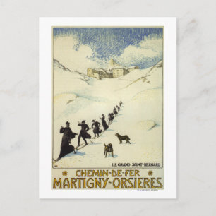 Frankreich - Mönche beim Skifahren Postkarte