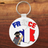 Frankreich - Mops mit Baguette - Schlüsselanhänger (Vorderseite)