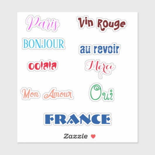 Frankreich Multicolor Custom Sticker Collection (Blatt)