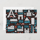 Frankreich | Muster der Symbole Postkarte (Vorne/Hinten)