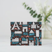 Frankreich | Muster der Symbole Postkarte (Stehend Vorderseite)