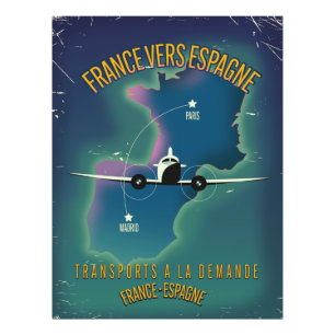 Frankreich nach Spanien Urlaubsposter Fotodruck