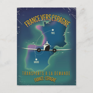 Frankreich nach Spanien Urlaubsposter Postkarte