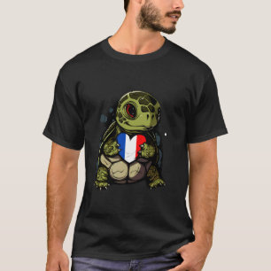 Frankreich Niedliche Schildkröte Französisches Her T-Shirt