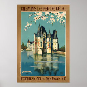 Frankreich Normandie Vintage-Reiseposter - Gerahmt Poster