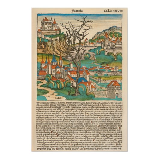 Frankreich Nürnberg Chronik 1493 Mittelalterliches Poster (Vorderseite)