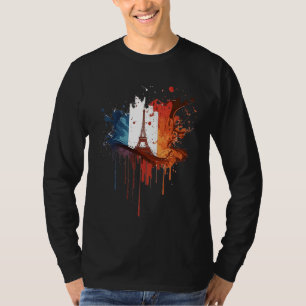 Frankreich Paris Abstrakt Splatter Französische Fl T-Shirt