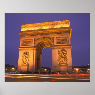 Frankreich, Paris, Arc de Triomphe in der Nacht. Poster