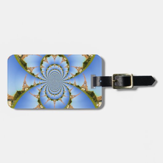 Frankreich Paris Eiffel Tower Kaleidoscope Blue Lo Gepäckanhänger (Vorderseite horizontal)