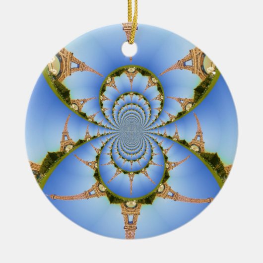 Frankreich Paris Eiffel Tower Kaleidoscope Blue Lo Keramik Ornament (Vorne)