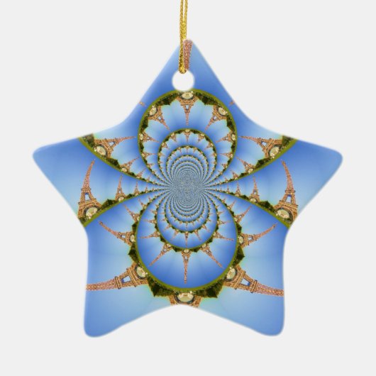 Frankreich Paris Eiffel Tower Kaleidoscope Blue Lo Keramik Ornament (Vorne)