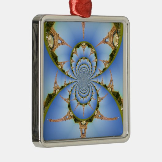 Frankreich Paris Eiffel Tower Kaleidoscope Blue Lo Ornament Aus Metall (Rechts)