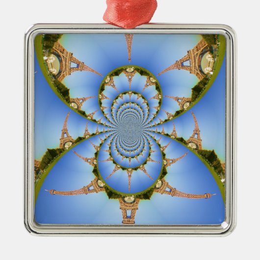 Frankreich Paris Eiffel Tower Kaleidoscope Blue Lo Ornament Aus Metall (Vorne)