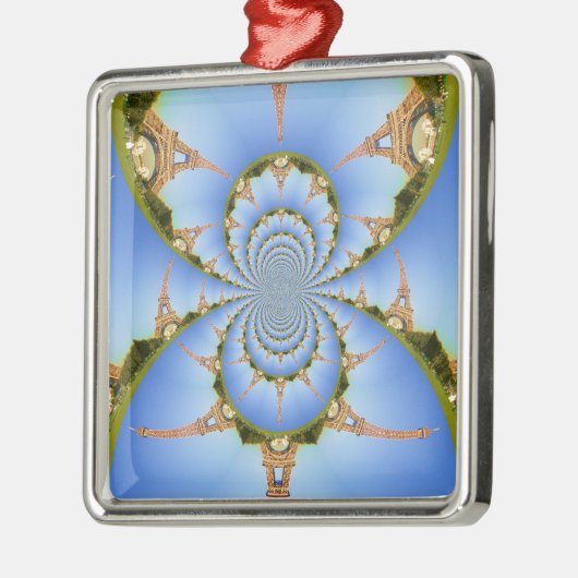 Frankreich Paris Eiffel Tower Kaleidoscope Blue Lo Ornament Aus Metall (Links)