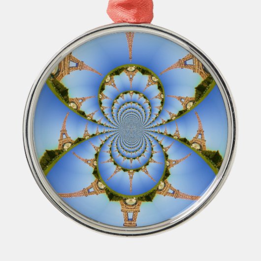 Frankreich Paris Eiffel Tower Kaleidoscope Blue Lo Ornament Aus Metall (Vorne)