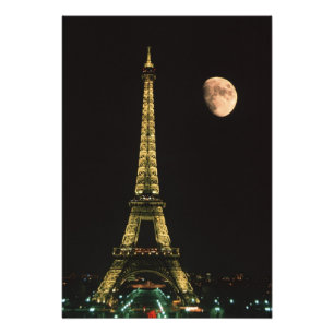 Frankreich, Paris Eiffelturm bei Nacht mit Fotodruck