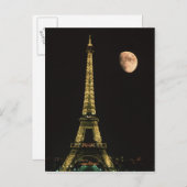 Frankreich, Paris Eiffelturm bei Nacht mit Postkarte (Vorne/Hinten)