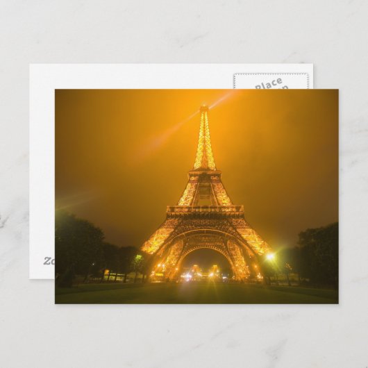Frankreich, Paris Eiffelturm beleuchtet bei 3 Postkarte (Vorne/Hinten)